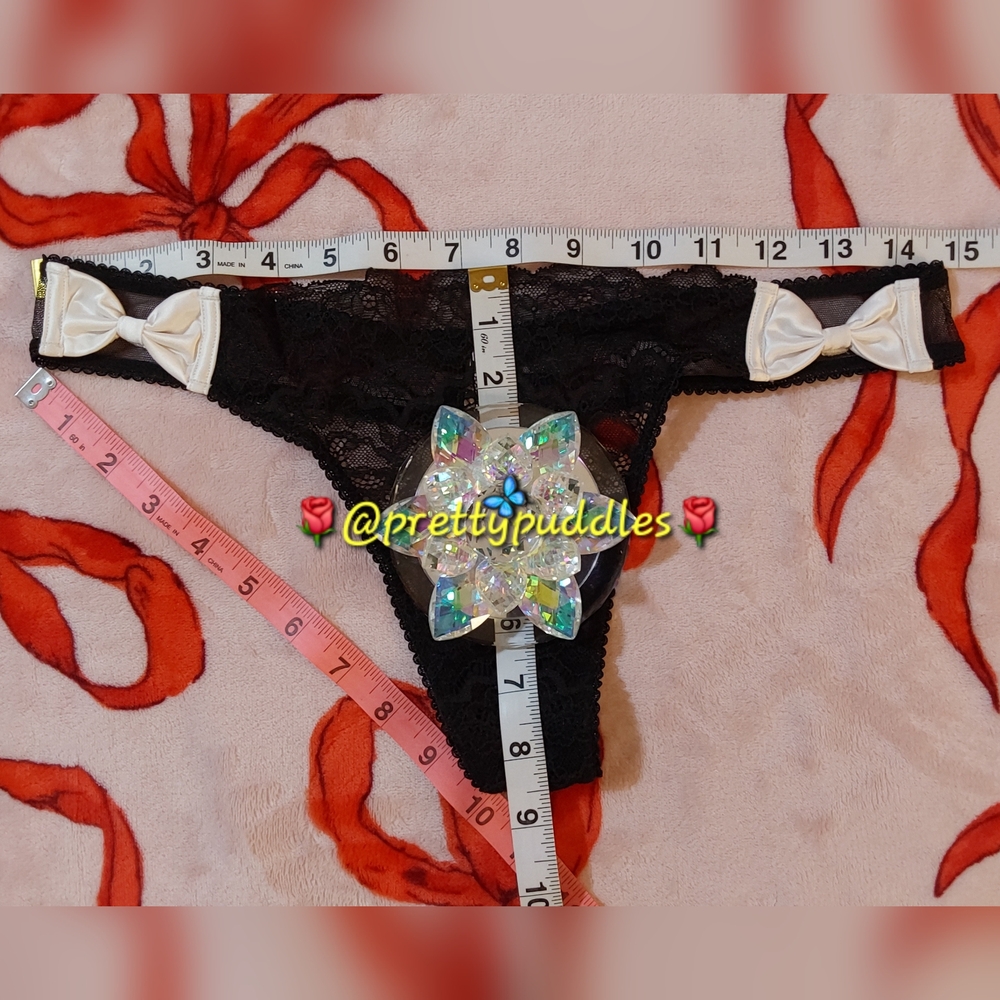 🖤 VS Dream Angels Black Corded Lace with Satin Bow Sides Thong Panty 🖤 - Picture 6 of 12